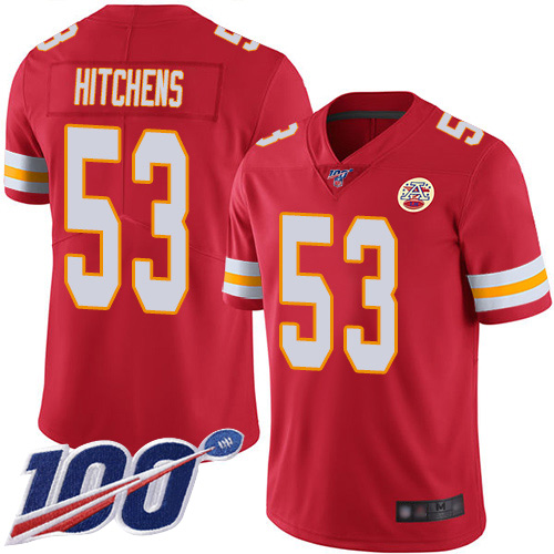 Men Kansas City Chiefs 53 Hitchens Anthony Red Team Color Vapor Untouchable Limited Player 100th Season Nike NFL Jersey